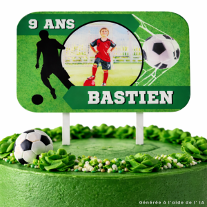 Cake-topper-football-photo-&-texte
