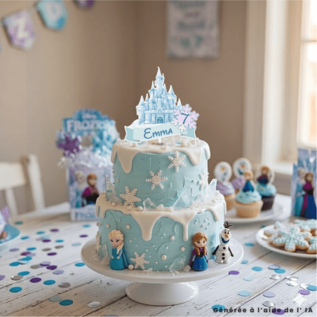 Cake topper chateau de glace pour gâteau anniversaire reine des neiges