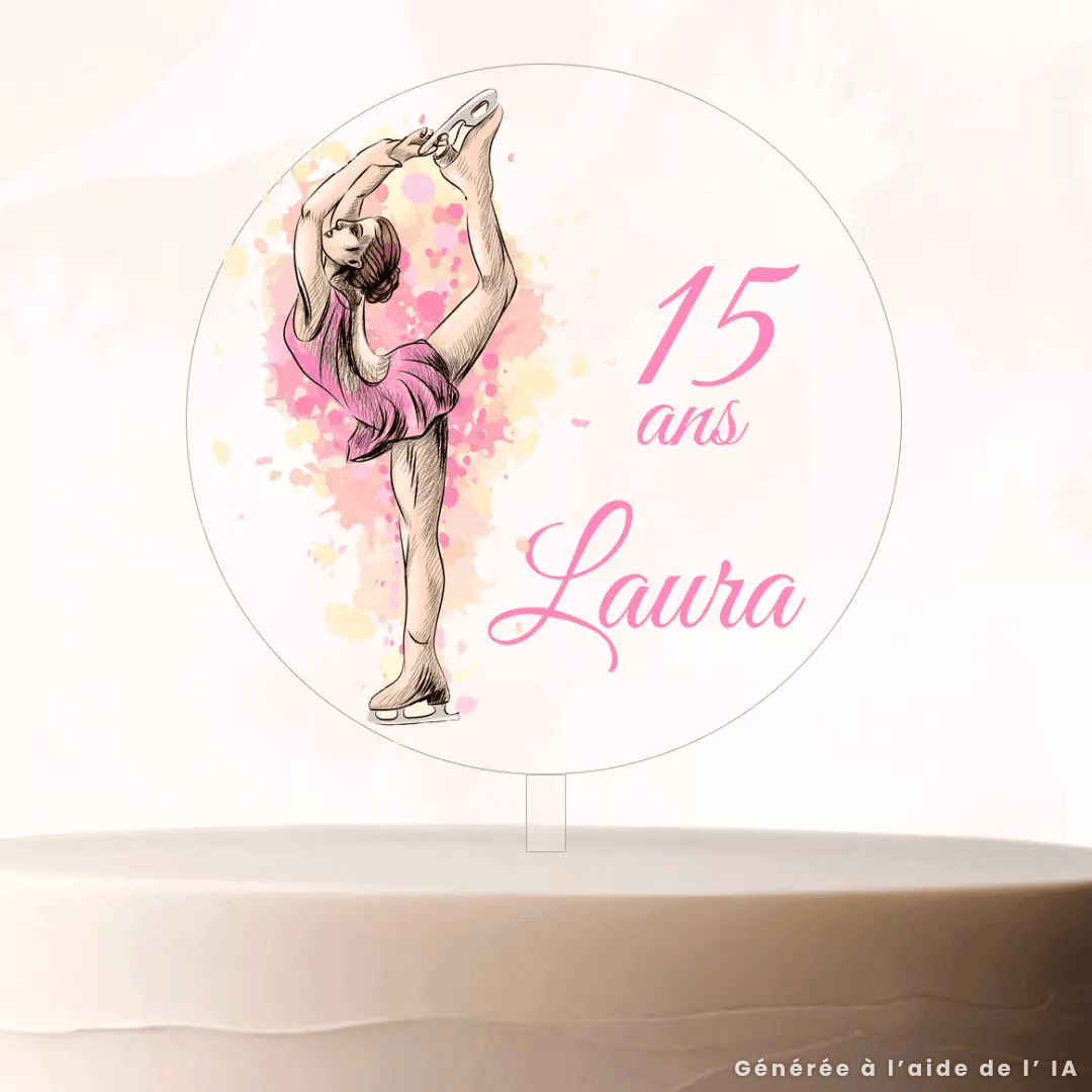 cake topper patinage artistique personnalisable avec prénom et age