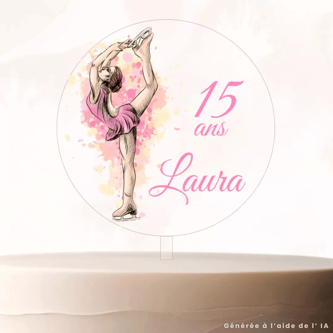 cake topper patinage artistique personnalisable avec prénom et age
