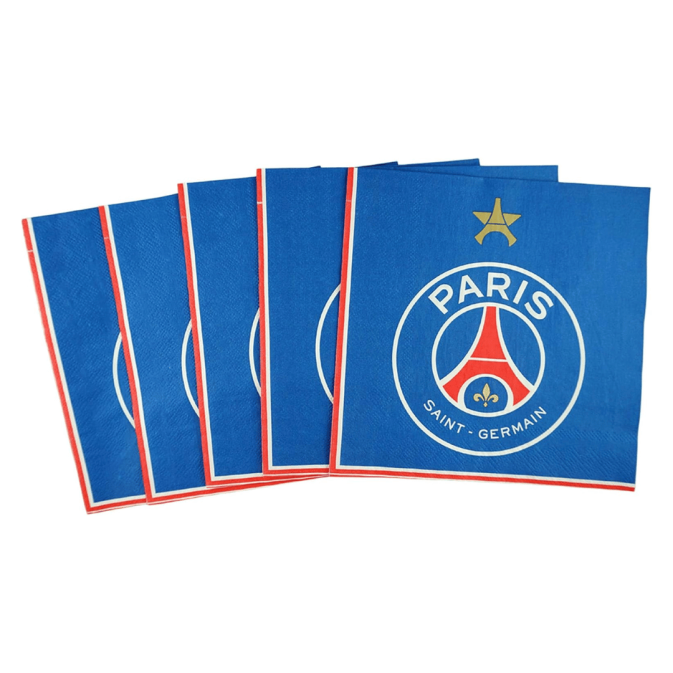 20 serviettes en papier psg pour anniversaire football