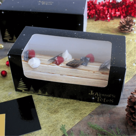 boite a buche noire avec fenetre et inscription "joyeuses fêtes"