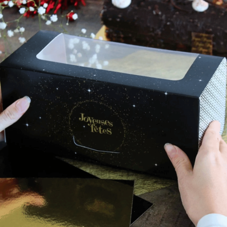 boite a buche noir à motifs dorés joyeuses fetes