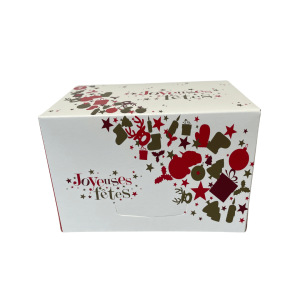 Boîte à mini bûche rouge et blanche joyeuses fêtes x6