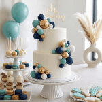 gateau pour baby shower décoré avec boules
