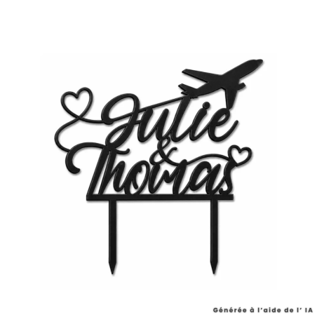 cake-topper-avion-personnalisable-noir