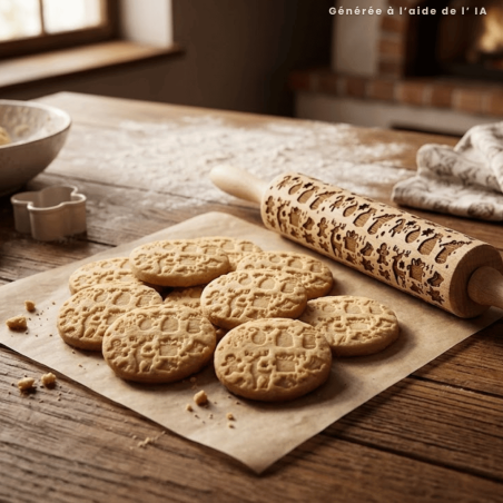 Rouleau de pâtisserie avec motifs pour sablés de noël