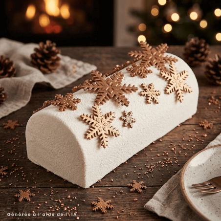 Flocons de neige bronze pour gâteau et bûche de Noël x12