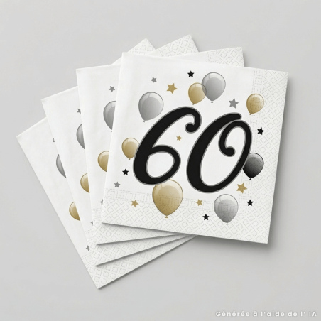 20 serviettes en papier pliees 60 ans