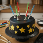 gateau décoré avec épées laser