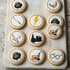 12 mini disques en sucre à motif école de sorciers Ø5 cm