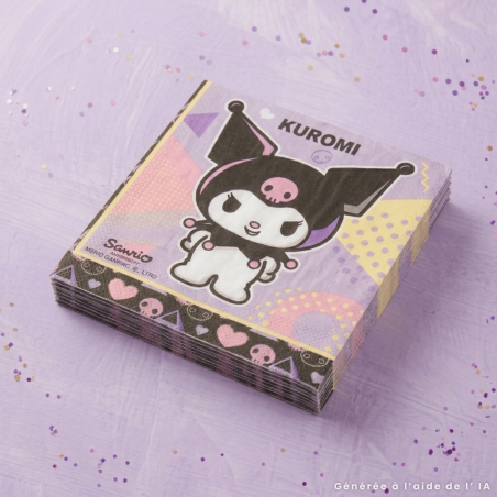 lot de 20 serviettes en papier pour anniversaire hello kitty kuromi