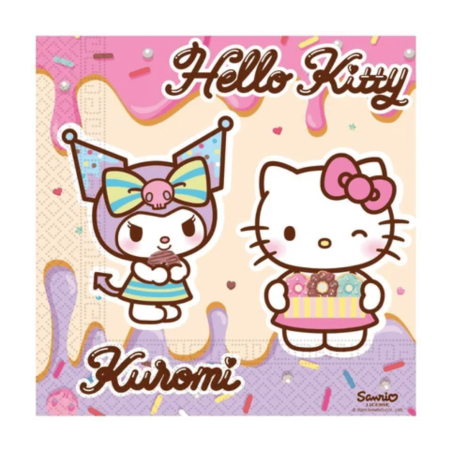20 serviettes en papier hello kitty kuromi