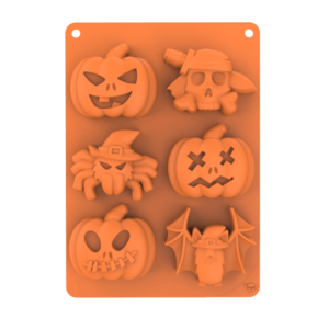 moule silicone gateaux d halloween citrouille, chauve souris et tete de mort - Cécoa Paris