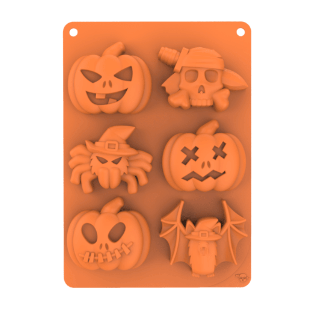 moule silicone gateaux d halloween citrouille, chauve souris et tete de mort - Cécoa Paris