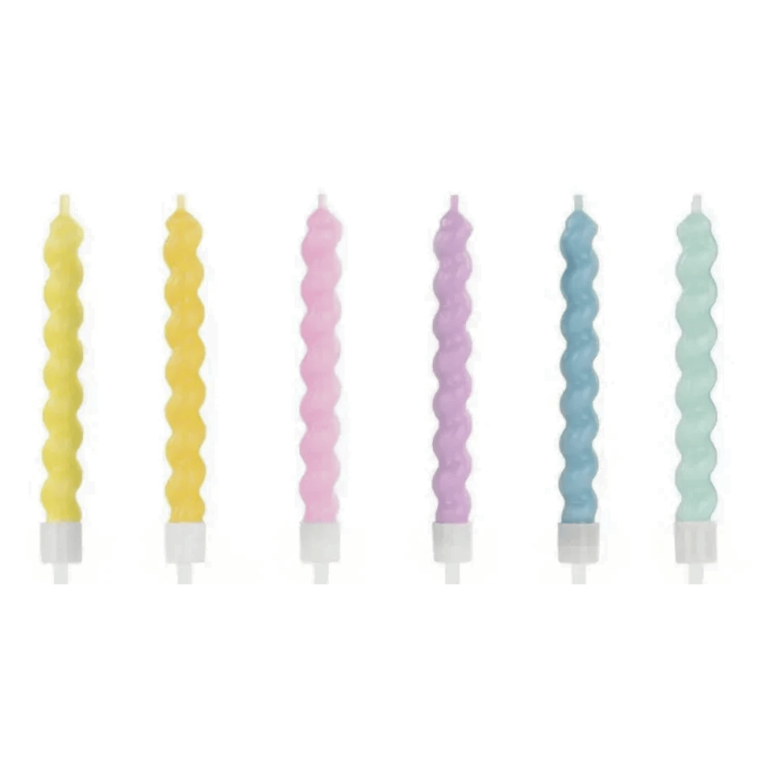 Bougies d'anniversaire torsadées multicolores x6