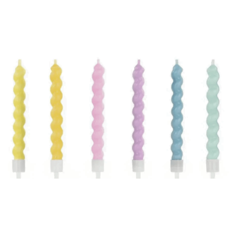 Bougies d'anniversaire torsadées multicolores x6