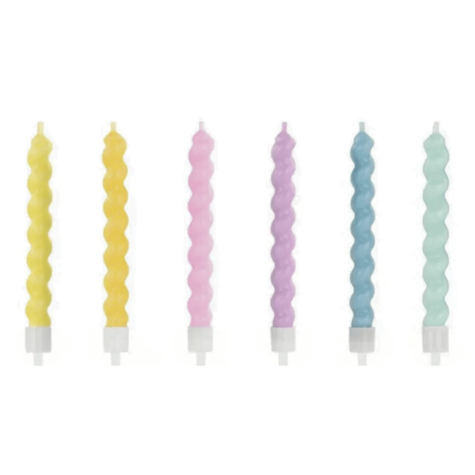Bougies d'anniversaire torsadées multicolores x6