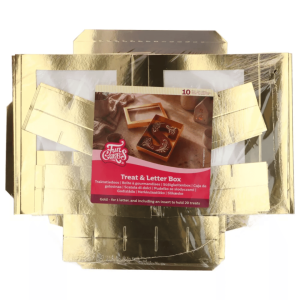 boite emballage chocolat dorée funcakes - lot de 10