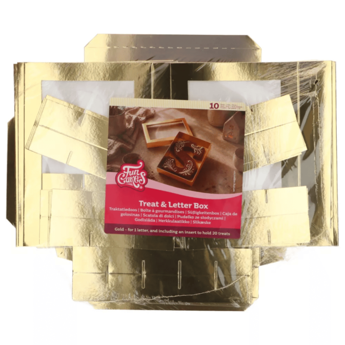 boite emballage chocolat dorée funcakes - lot de 10