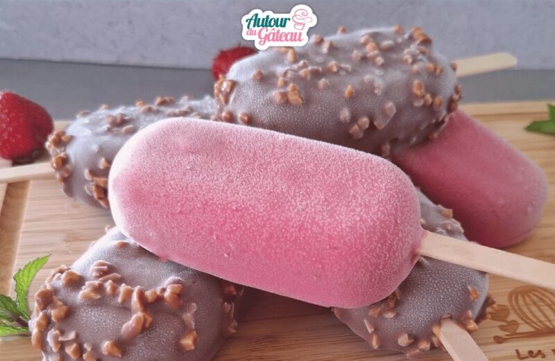 Glace maison fraise chocolat façon magnum