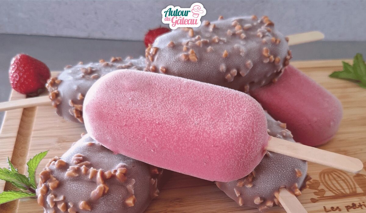 Glace maison fraise chocolat façon magnum