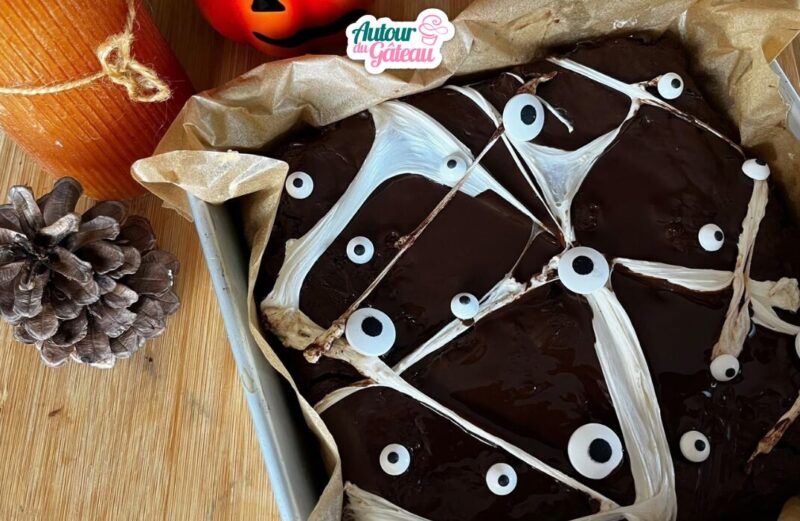 Brownie chocolat toile d'araignée recette pour halloween (1)
