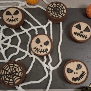 Tartelette halloween Jack Skellington au chocolat coco et praliné